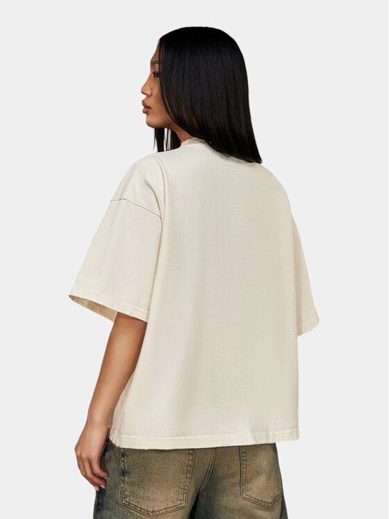 MADE BY SOCIETY MADE BY SOCIETY T-Shirt Tricou NEUTRAL BASIS - T27190 Beżowy Basic Fit