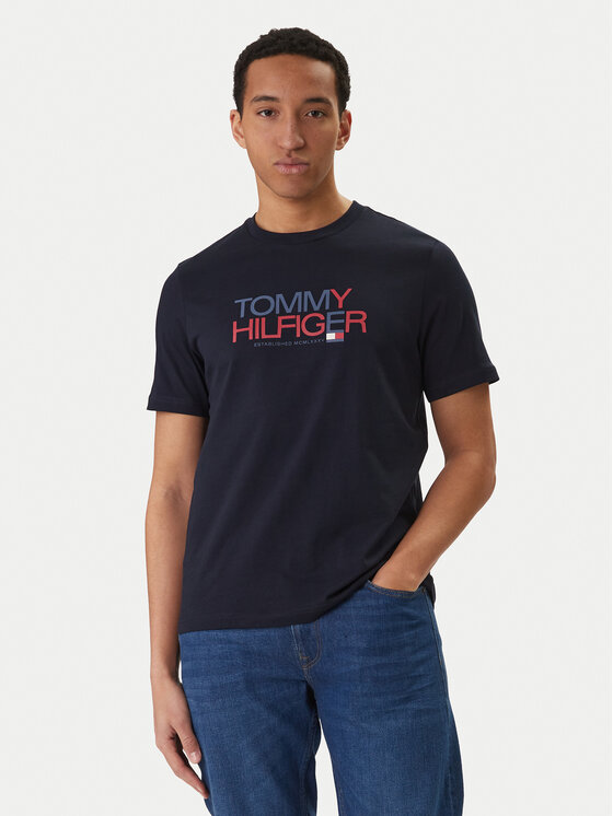 Tommy Hilfiger Tommy Hilfiger Póló Brand Love Big Text MW0MW42369 Sötétkék Regular Fit