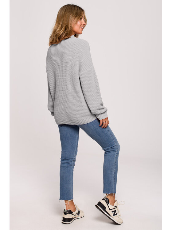 BeWear BeWear Sweter BK078 Szary Modern Fit