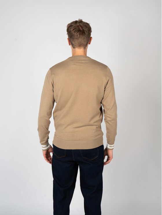 Richmond X Richmond X Maglione maglia uomo di colore beige con logo sui polsi Beige Regular Fit