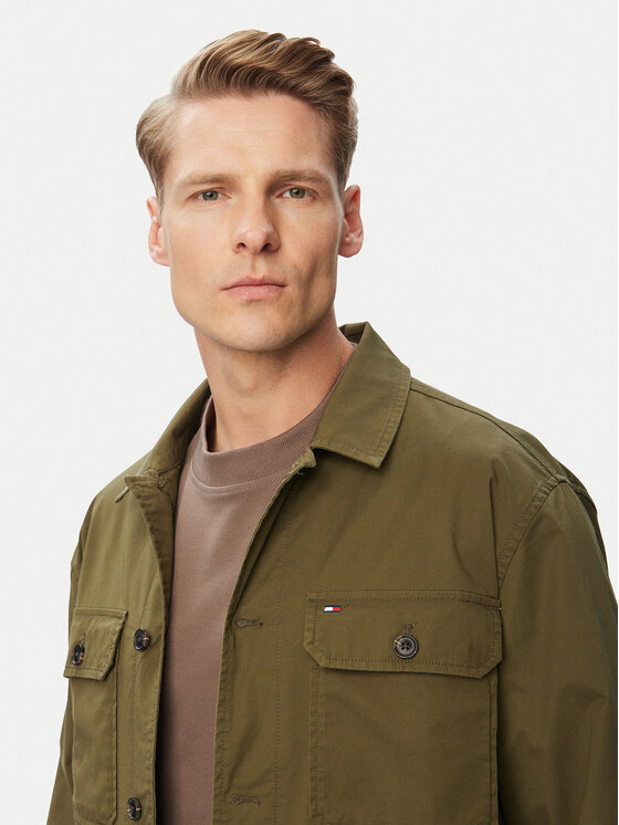 Tommy Hilfiger Tommy Hilfiger Marškinių švarkas Blend MW0MW43471 Tamsiai žalia Regular Fit