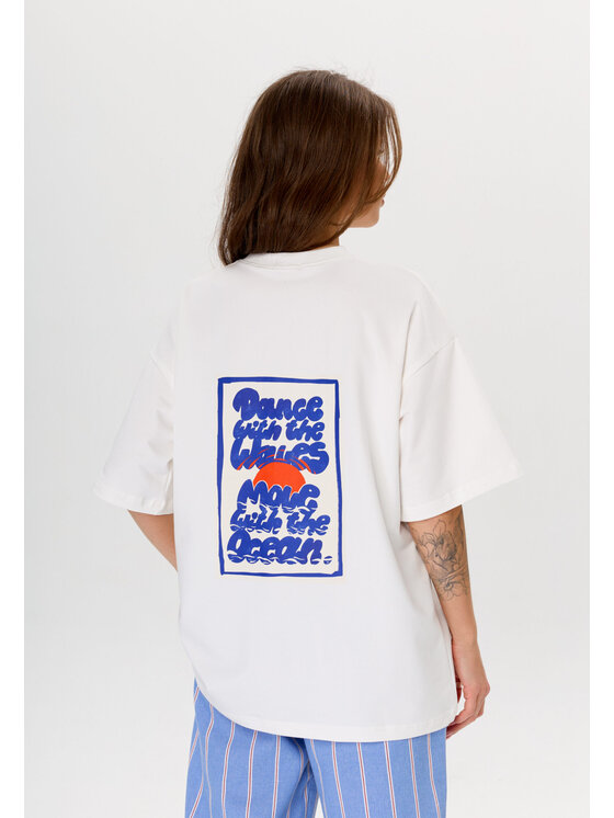 Mirons Mirons T-Shirt Print Biały Oversize