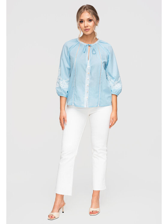 Ombre Ombre Koszula OW-SH-E0042 Niebieski Loose Fit