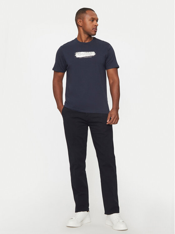 Guess Guess Kalhoty z materiálu M4BB16 WGHG1 Modrá Regular Fit