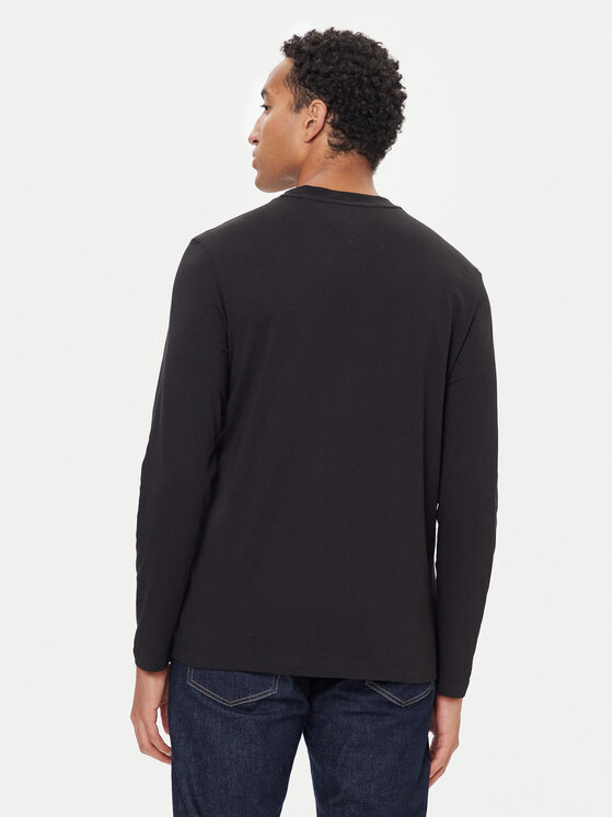 Tommy Hilfiger Tommy Hilfiger Longsleeve Linear Flag MW0MW41497 Чорний Regular Fit