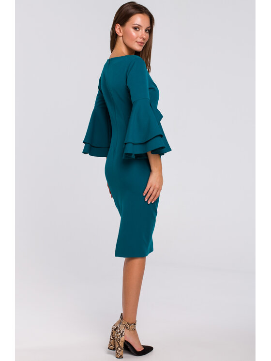 Makover Makover Elegantné šaty K002 Modrá Regular Fit