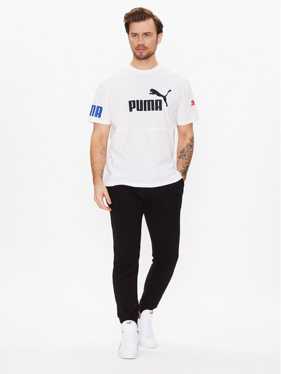 Puma Puma Marškinėliai Power Colourblock 673321 Balta Relaxed Fit