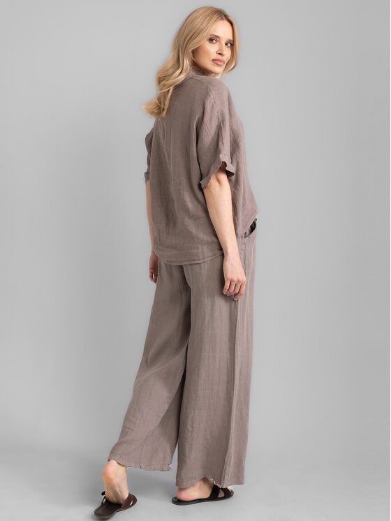 Perso Perso Spodnie damskie PTE255056F Brązowy Regular Fit