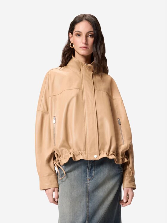 PINKO PINKO Kurtka outdoor BAILEE BLOUSON NAPPA LEGGERA Beżowy Comfortable Fit