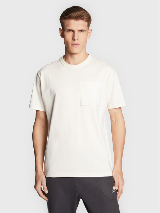 Férfi Póló New Balance, Méret: M, Ekru, MT23567