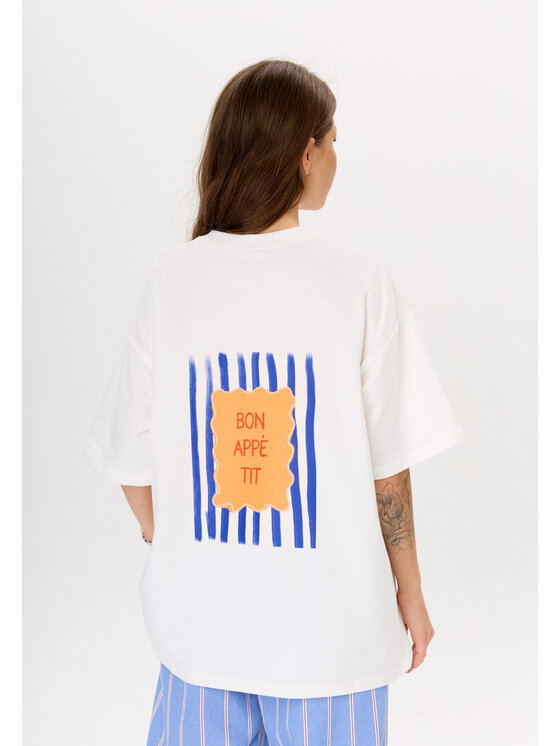 Mirons Mirons T-Shirt Print Biały Oversize