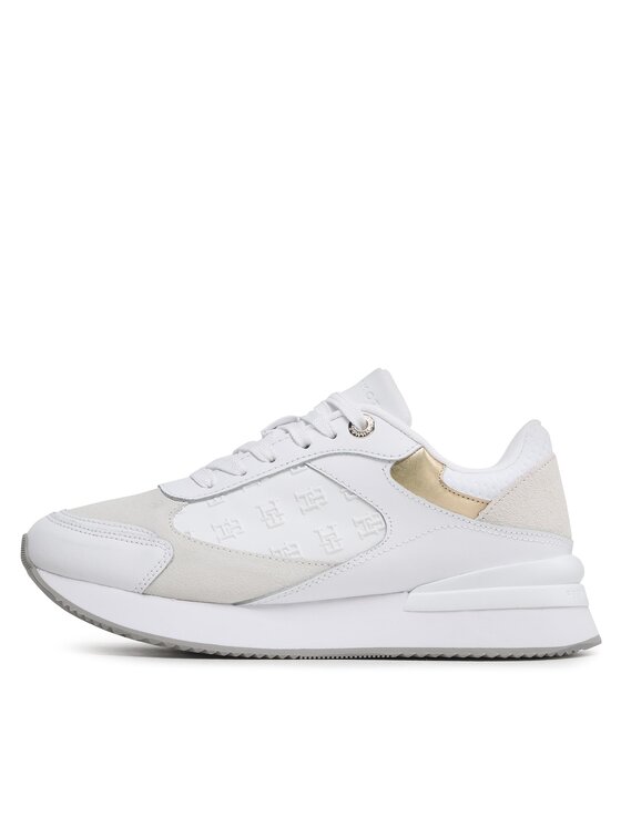 Tommy Hilfiger Tommy Hilfiger Laisvalaikio batai Elevated Embossed Runner Gold FW0FW07384 Balta