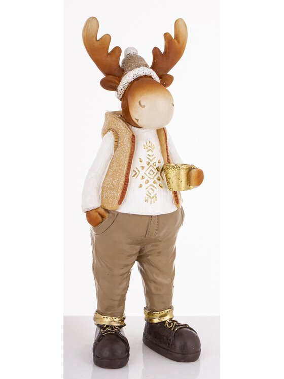 MIAhome MIAhome Figurka łoś 30x10x10 cm ALCE z kawą Kolorowy