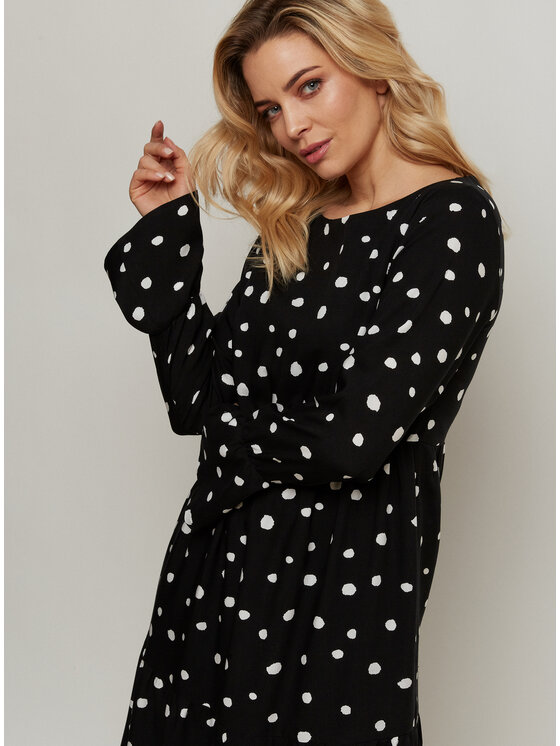 Bubala Bubala Sukienka codzienna Dots B&W Czarny Feminine Fit