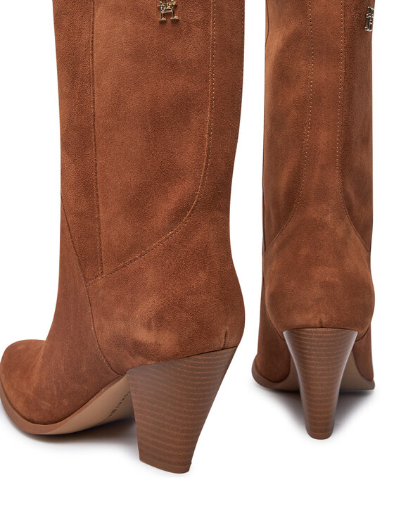 Tommy Hilfiger Tommy Hilfiger Škornji Mid Cowboy Heel Suede FW0FW08435 Rjava