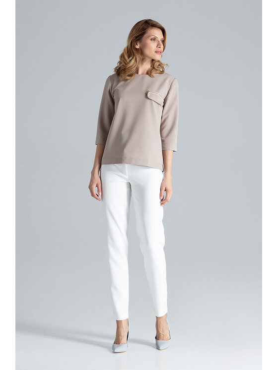 FIGL FIGL Μπλουζάκι M393 Μπεζ Regular Fit