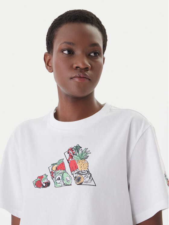 adidas adidas Tricou Food Graphic KA5073 Alb Loose Fit