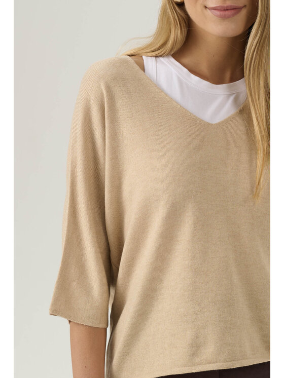 Femestage Femestage Sweter Femestage AB BASE SWE0840-015 Beżowy Regular Fit