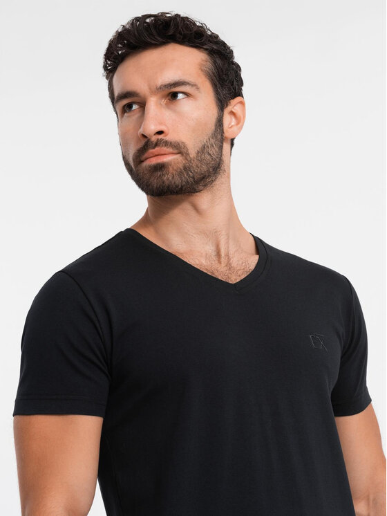 Ombre Ombre T-Shirt OM-TSBC-0221 Czarny Slim Fit