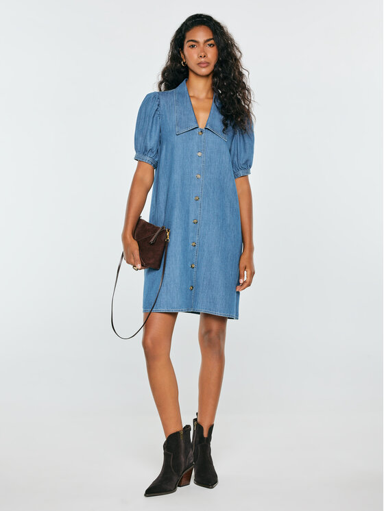 BIG STAR BIG STAR Sukienka jeansowa JENNIE Niebieski A-Line Fit