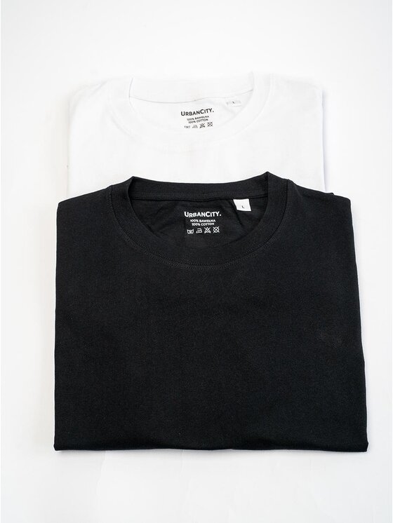 Urban City Urban City Komplet 2 t-shirtów Zestaw 2 T-Shirtów Oversize Męskich Czarny / Biały Urban City No Logo L Czarny Oversize