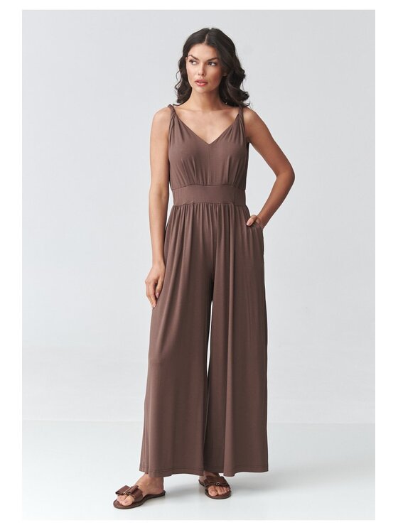 Makadamia Makadamia Kombinezon M925 Brązowy Loose Fit
