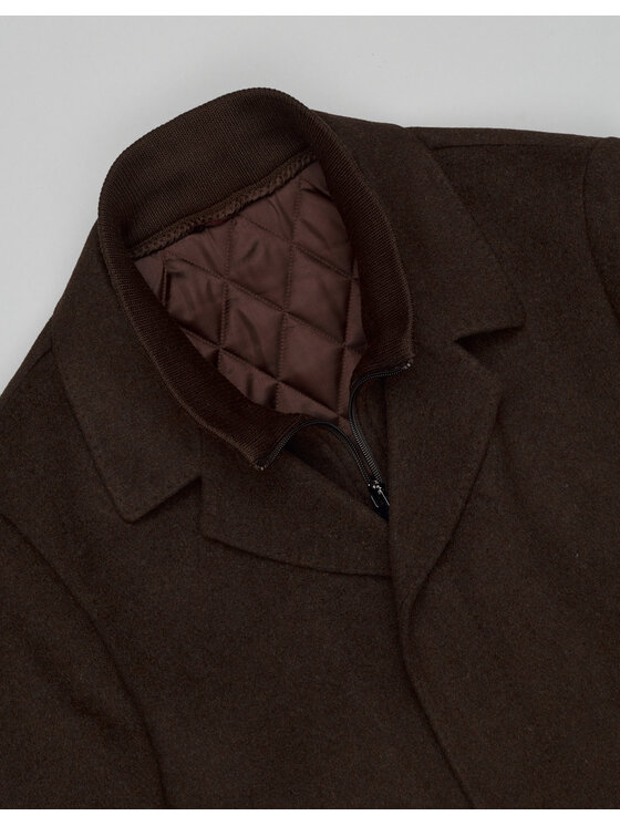 Borgio Borgio Płaszcz wełniany serre_br Brązowy Slim Fit