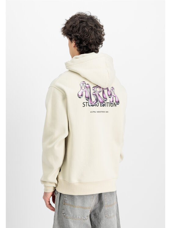 Alpha Industries Alpha Industries Bluza Studio Edition Backprint Hoodie Beżowy Loose Fit