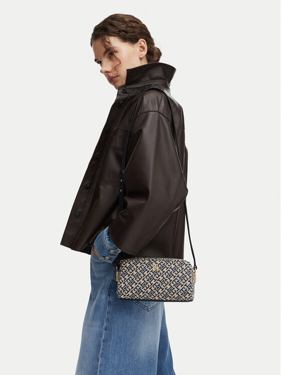 Tommy Hilfiger Geantă Th Grace Camera Bag Jacquard AW0AW18864 Bleumarin
