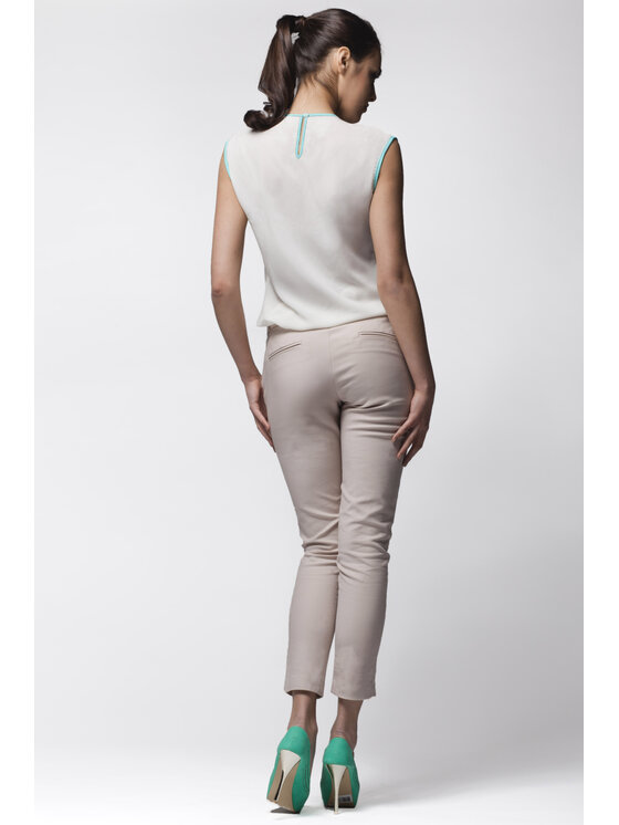 Awama Awama Bluzka A024 Écru Basic Fit
