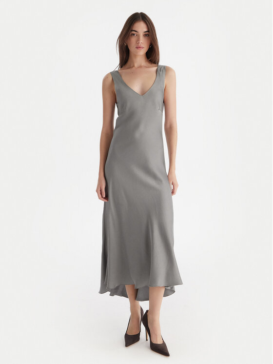 ViCOLO ViCOLO Kokteilinė suknelė TF0247 Pilka Regular Fit