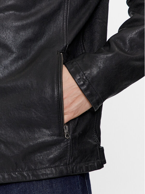 Pepe Jeans Pepe Jeans Lederjacke Vonn PM402878 Schwarz Regular Fit