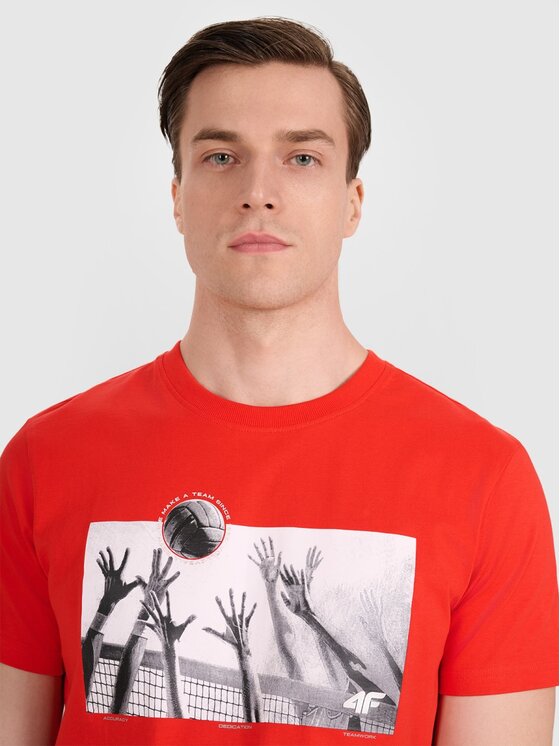 4F 4F T-shirt 4FRAW25TTSHM3319-62S Rosso Regular Fit