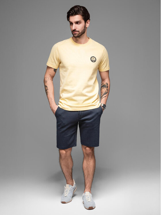 Ombre Ombre Szorty materiałowe OM-SRCS-0168 Granatowy Slim Fit