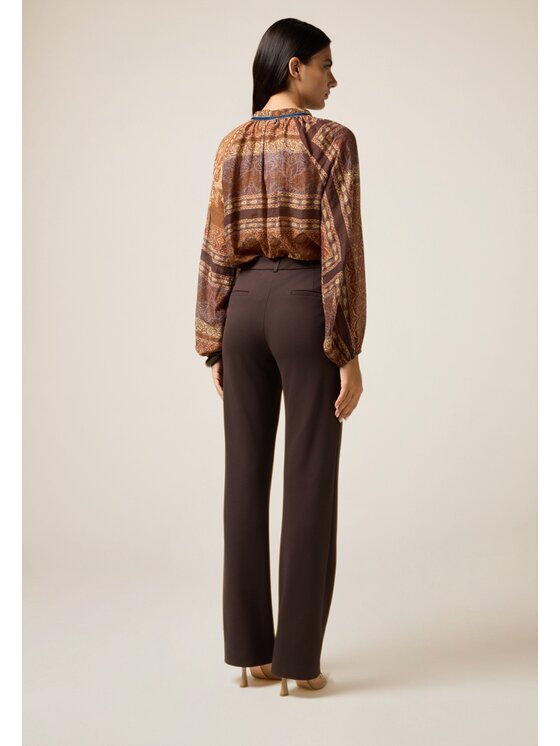 Oltre Oltre Pantaloni di tessuto P046R108804N022 Marrone Regular Fit