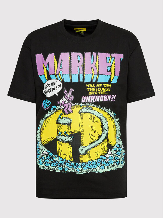 Market Market Majica Unisex SMILEY Into The Unknown 399001083 Črna Relaxed Fit