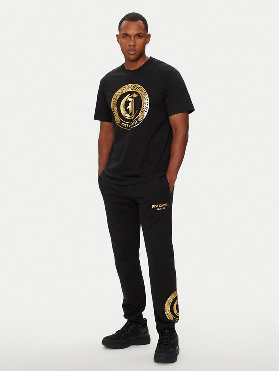 Just Cavalli Just Cavalli T-Shirt 77OAHT01 Czarny Regular Fit