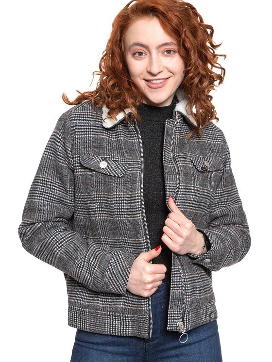 Lee Lee Giacca da donna WOOL CHECK SHERPA JK Grigio Regular Fit