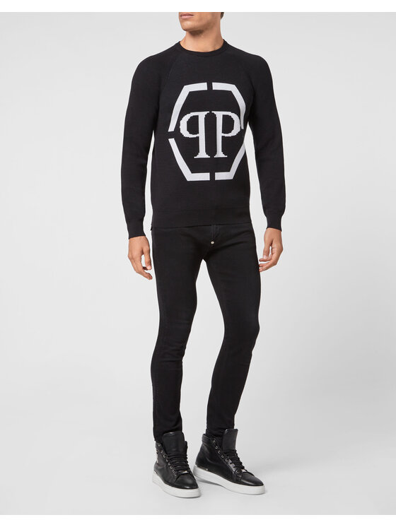 PHILIPP PLEIN PHILIPP PLEIN Sweter 8079 Czarny Regular Fit