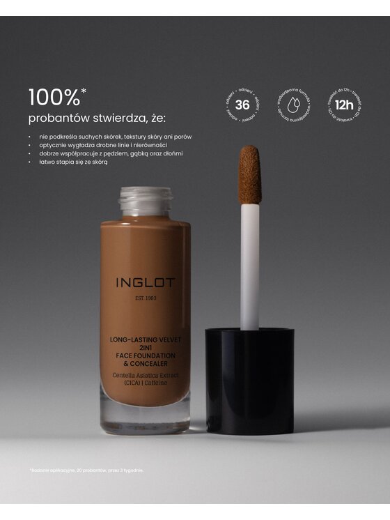 INGLOT INGLOT i korektor 2w1 Long-Lasting Velvet Podkład 729 Deep Warm Olive