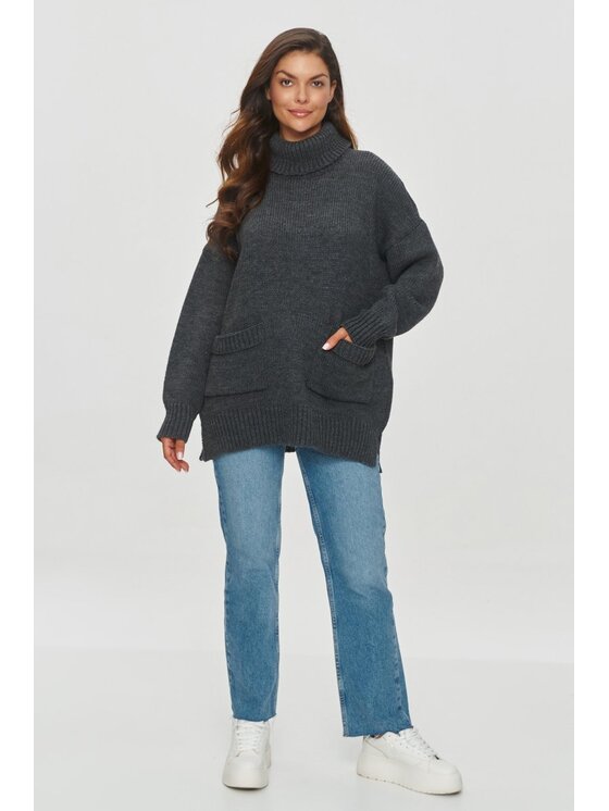 Makadamia Makadamia Sweter S155 Szary Oversize