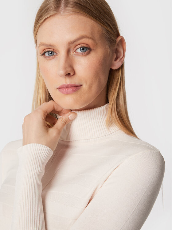 Morgan Morgan Krekls ar augstu apkakli 132-MENTOS.M Écru Slim Fit