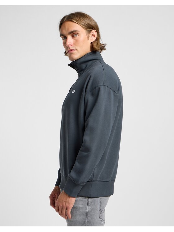 Lee Lee Bluza Half Zip Sweatshirt Washed Black Czarny Loose Fit