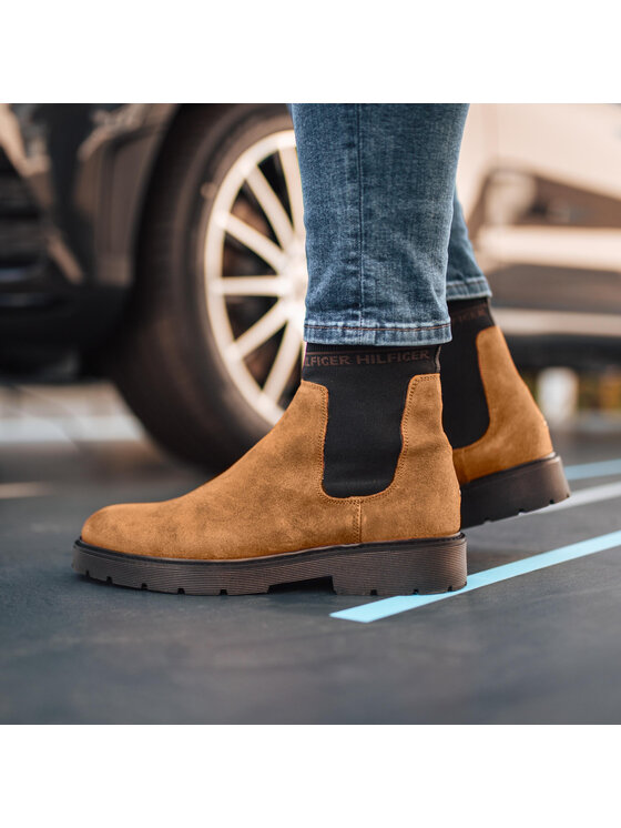 suede cleated chelsea boot