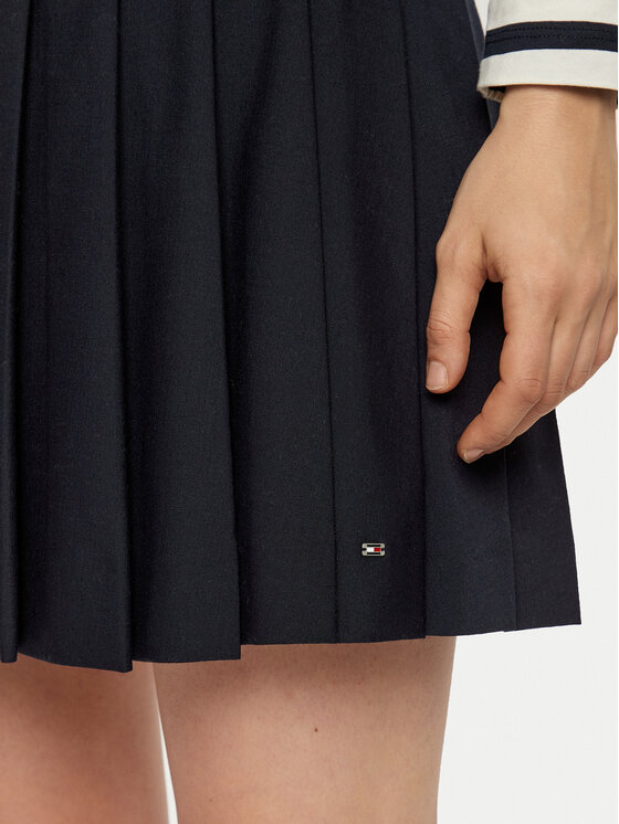 Tommy Hilfiger Tommy Hilfiger Plisovaná sukně WW0WW43626 Tmavomodrá Regular Fit