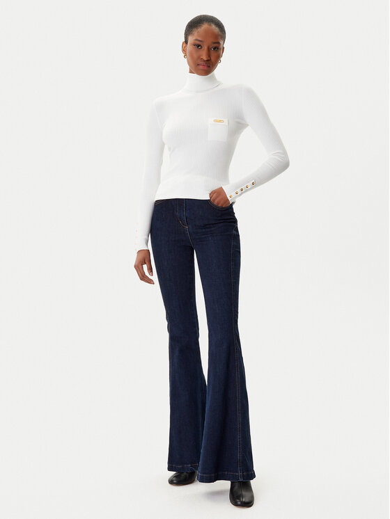 Elisabetta Franchi Elisabetta Franchi Krekls ar augstu apkakli MK-11B-56E2-V290 Balts Slim Fit