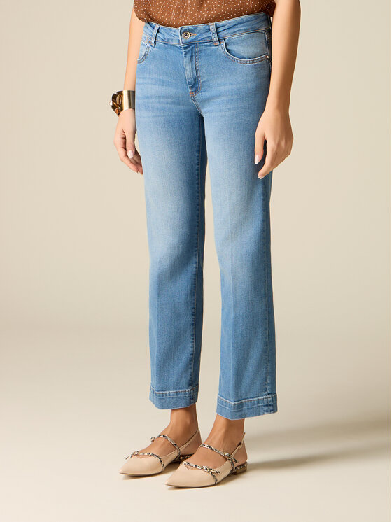 Oltre Oltre Jeansy P451R108929N004 Turkusowy Regular Fit