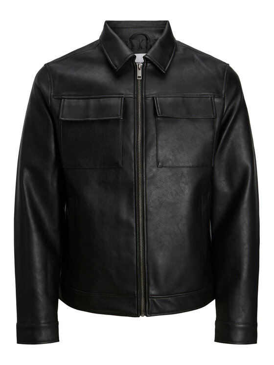 Jack&Jones Geacă din imitație de piele 12213082 Negru Regular Fit