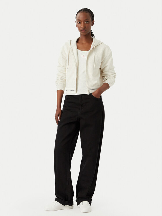 Calvin Klein Jeans Calvin Klein Jeans Μπλούζα LV047G252G Ανοιχτό μπεζ Cropp Fit