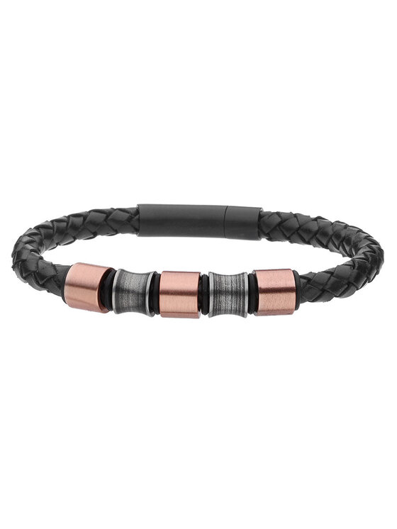 Fugart Damska 'Bransoletka Fugart, Czarny, Bransoletka męska skórzana, stal szlachetna BA881PR